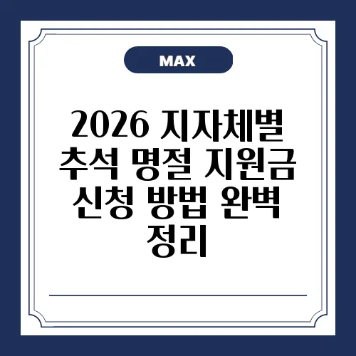 2026 지자체별 추석 명절 지원금 신청 방법 완벽 정리